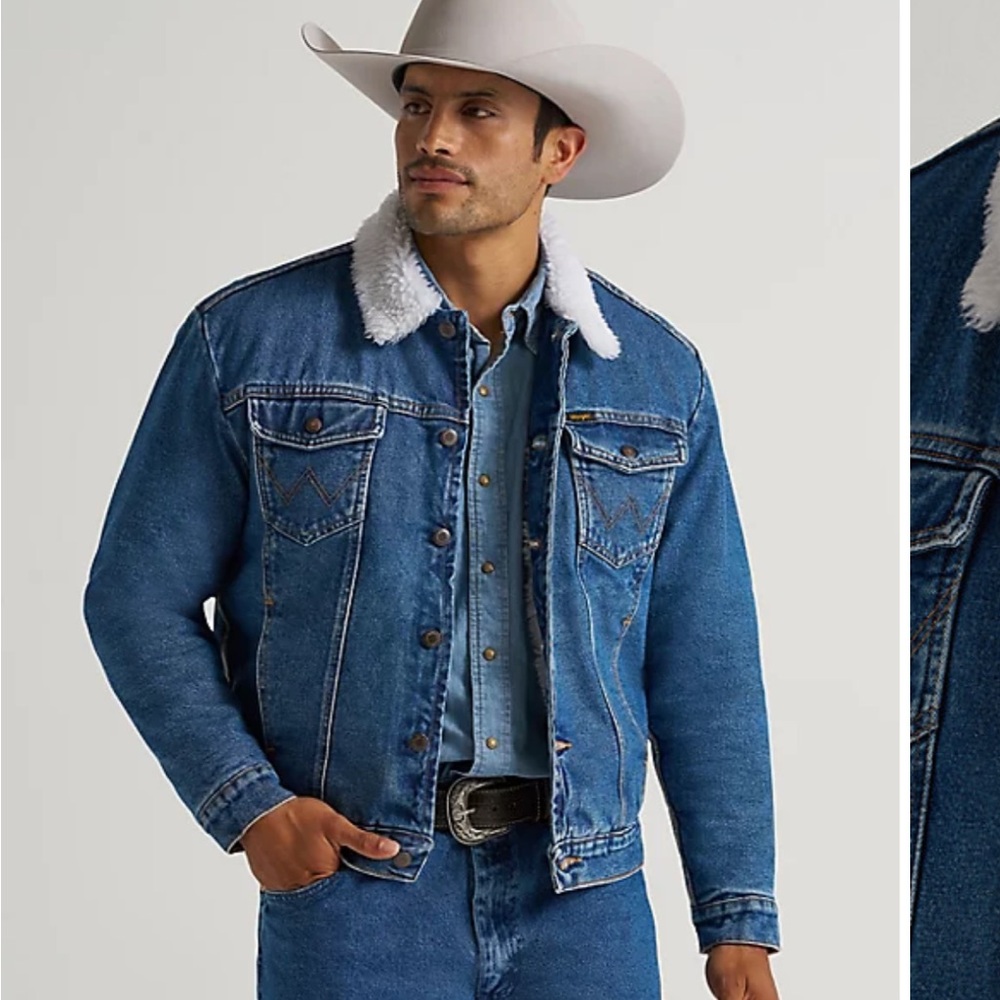 WRANGLER Western Sherpa Lined Denim Jacket LARGE